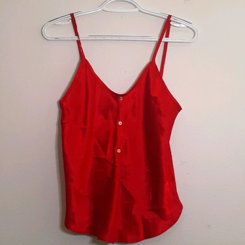 Red Silk like Tank Top